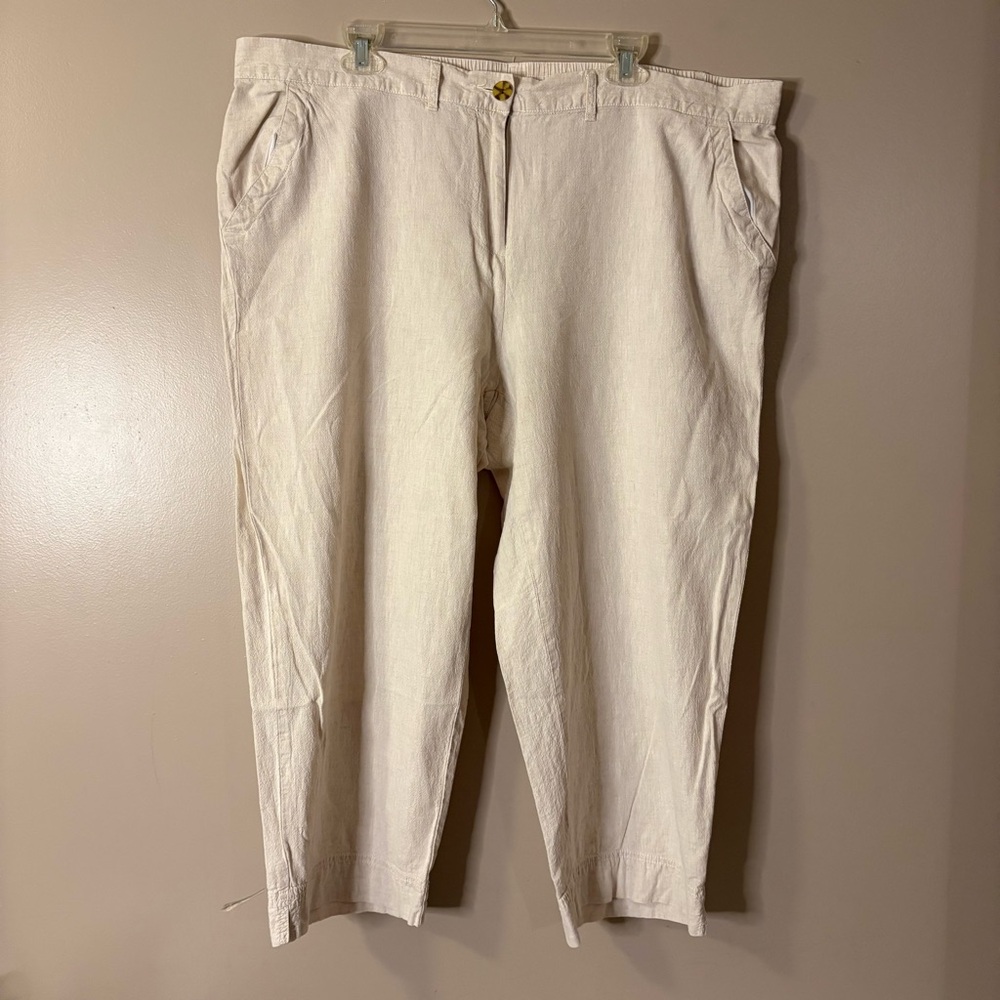 Talbots women’s plus cropped linen pants size 20w